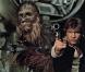 Han Solo joué par Harrison Ford au côté de Chewbacca.