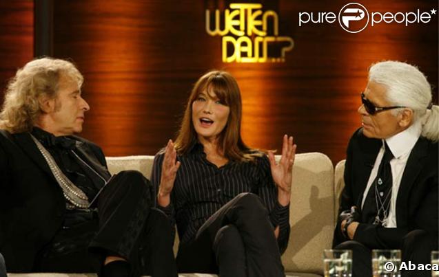 Emission 'Wetten, dass...' : Carla Bruni, Karl Lagerfeld et Thomas Gottschalk