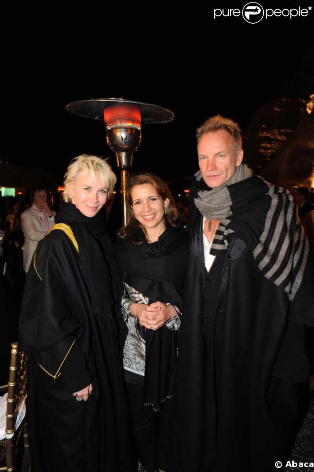 Sting et Trudie Styler, avec la princesse Haya Bint Al Hussein