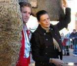 Stéphanie de Monaco aux répétitions du festival International du Cirque de Monte-Carlo, aux côtés d'Elvis dompteur du couple d'éléphants du cirque Errani 