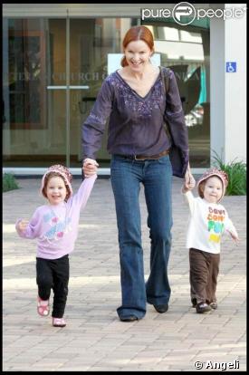 Marcia Cross va chercher ses jumelles à l'école. 12/01/09
