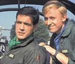 Les Chevaliers du Ciel avec les deux acteurs Christian Marin et Jacques Santi (Laverdure et Tanguy)