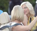 Tori Spelling, Jessica Stroup et Jennie Garth en plein tournage de West Beverly High