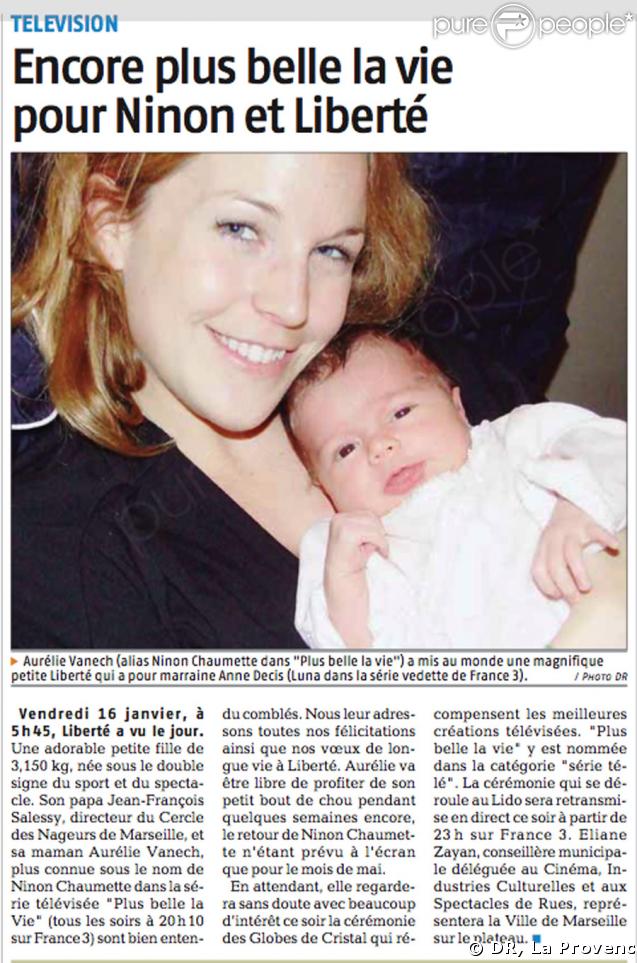 Aurélie Vaneck a présenté sa petite Liberté dans La Provence dans son édition du 2 février 2009