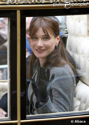 Carla Bruni, lors de la visite d'Etat en Grande-Bretagne, en 2008
