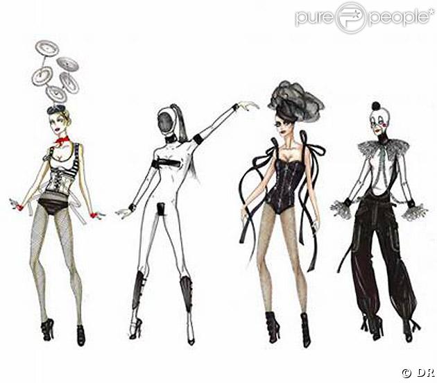 Croquis des costumes de Britney Spears