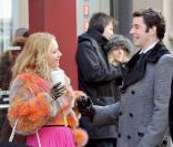 Becki Newton et Michael Urie sur le tournage d'un épisode de la saison 3 de la série Ugly Betty à New York