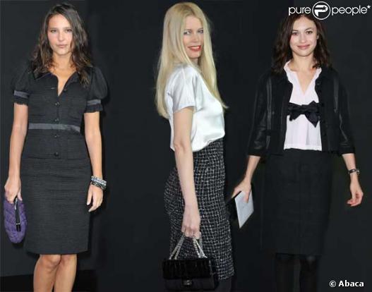Virginie Ledoyen, Claudia Schiffer et Olga Kurylenko au défilé Chanel, 10 mars 2009 