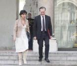 Rachida Dati et Roger Karoutchi sortent du Conseil des ministres. 11/03/09