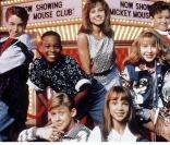 Justin Timberlake, Ryan Gosling, Christina Aguilera et Britney Spears lors du Mickey Mouse Club