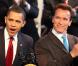 Barack Obama, lors de son speech à Los Angeles, en présence d'Arnold Scwarzenegger, le 19 mars 2009.