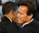 Barack Obama, lors de son speech à Los Angeles, en présence d'Arnold Scwarzenegger, le 19 mars 2009.