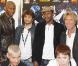 Bixente Lizarazu, MC Solaar et Laurent Paganelli posentlors de la 4e édition de "Foot-Concert", qui s'est tenue à Lyon le 27 mars 2009 !