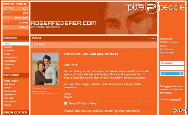 website officiel de Roger Federer