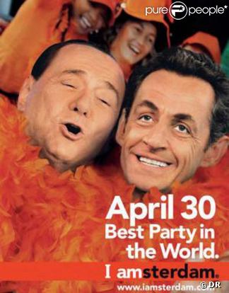Nicolas Sarkozy et Silvio Berlusconi caricaturés pour la Fête de la Reine à Amsterdam