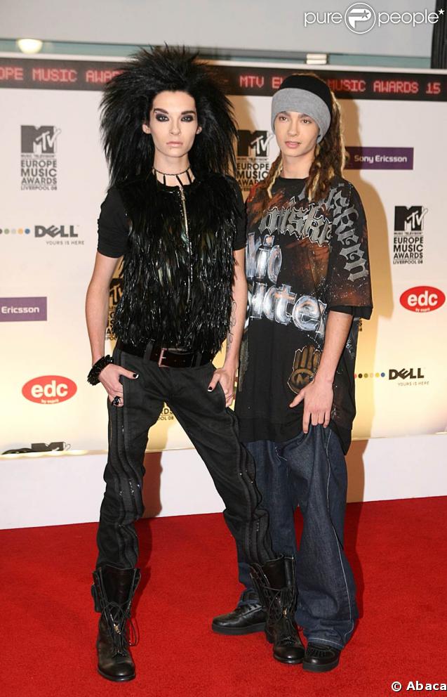 Bill et Tom Kaulitz, du groupe Tokio Hotel, aux MTV Europe Video Music Awards, à Liverpool en novembre 2008