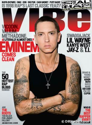 Eminem en couverture de l'édition spécial rap du magazine  Vibe , à paraître en juin