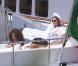 Afef Jnifen, Roberto et Eva Cavalli sur le yacht de Roberto Cavalli le 20 mai 209 durant le Festival de Cannes