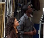 America Ferrera et Lance Gross sur le tournage de Family Wedding