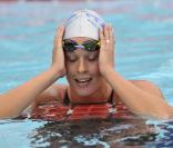 Federica Pellegrini aux Jeux Méditerranéens de Pescara (Italie), le 27 juin 2009 : elle vient de battre le record du monde du 400 mètres nage libre - dames 