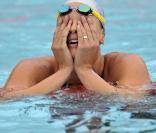 Federica Pellegrini aux Jeux Méditerranéens de Pescara (Italie), le 27 juin 2009 : elle vient de battre le record du monde du 400 mètres nage libre - dames