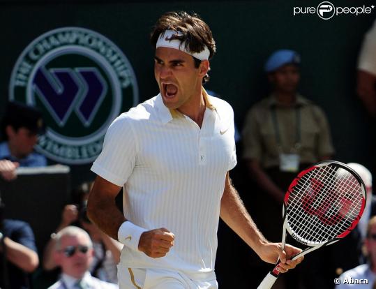 Roger Federer, le 5 juillet 2009, lors de la finale du tournoi de Wimbledon
