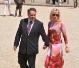 Xavier Bertrand et sa femme, lors de la Garden Party à l'Elysée, le 14 juillet 2009 !