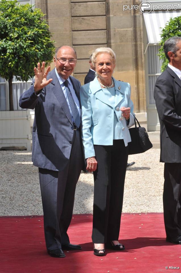Serge Dassault et son épouse, lors de la Garden Party à l'Elysée, le 14 juillet 2009 !