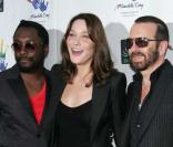 Will.I.Am Carla Bruni et  Dave Stewart arrivant au Radio City Music Hall pour le concert en l'honneur de Nelson Mandela à New York le 18 juillet 2009  