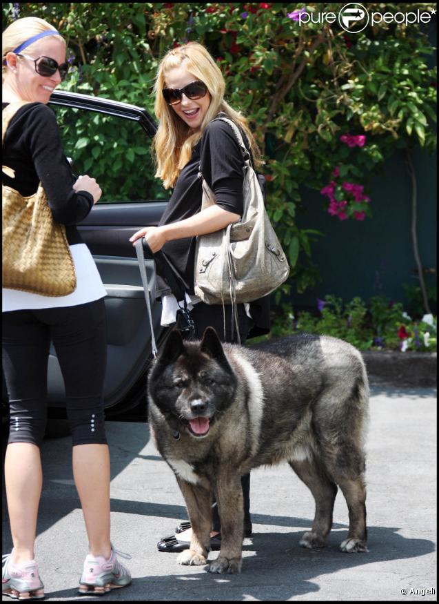 Sarah Michelle Gellar avec son chien à Beverly Hills (Los Angeles, 19 août 2009)