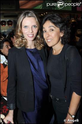 Sylvie Tellier à l'inauguration du showroom de Chrisstian Audigier, le 3 septembre, avec Isabelle Alonso 