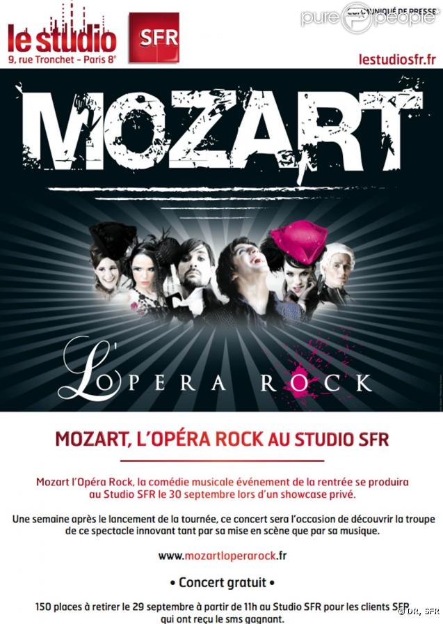 La troupe de la comédie musicale  Mozart, l'Opéra Rock  sera au Studio SFR le 30 septembre prochain pour un showcase.