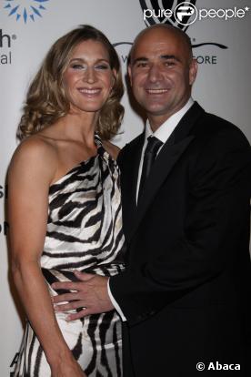 Andre Agassi et Steffi Graf lors de la soirée Grand Slam organisée pour la Fondation du tennisman, le 26/09/09 à Las Vegas.