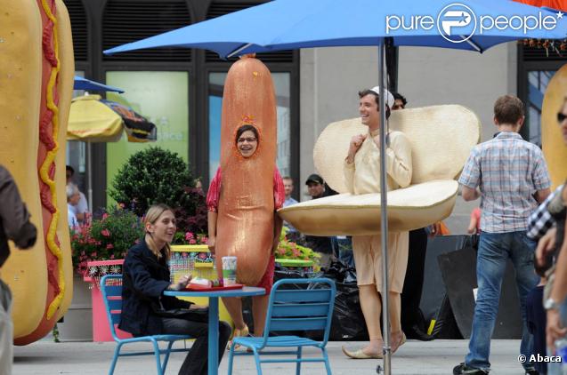 America Ferrera et Michael Urie sur le tournage d'Ugly Betty (New York/ 25 août 2009)