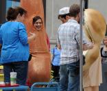 America Ferrera et Michael Urie sur le tournage d'Ugly Betty (New York/ 25 août 2009)
