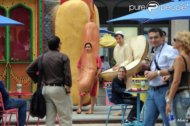 America Ferrera et Michael Urie sur le tournage d'Ugly Betty (New York/ 25 août 2009)