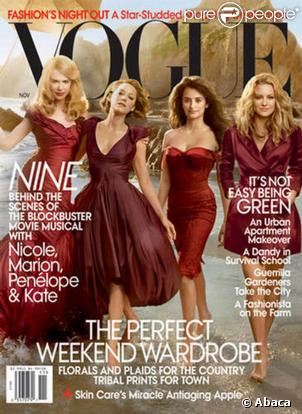 Nicole Kidman, Marion Cotillard, Penélope Cruz et Kate Hudson font la couverture de Vogue Us pour le mois de novembre 2009 