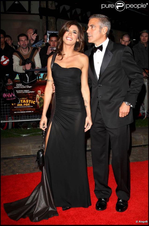 George Clooney et la superbe Elisabetta Canalis, à l'occasion de l'avant-première du  Fantastique Mr. Fox , dans le cadre du BFI London Film Festival, à l'Odeon Leicester Square de Londres, le 14 octobre 2009 !