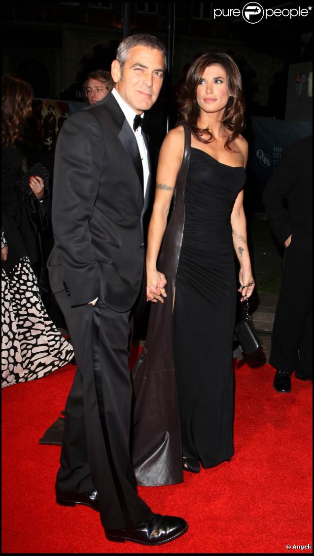 George Clooney et la superbe Elisabetta Canalis, à l'occasion de l'avant-première du  Fantastique Mr. Fox , dans le cadre du BFI London Film Festival, à l'Odeon Leicester Square de Londres, le 14 octobre 2009 !