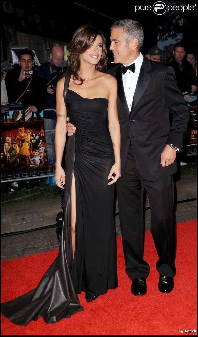 George Clooney et la splendide Elisabetta Canalis, à l'occasion de l'avant-première du  Fantastique Mr. Fox , dans le cadre du BFI London Film Festival, à l'Odeon Leicester Square de Londres, le 14 octobre 2009 !