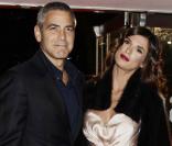 George Clooney et la bombesque Elisabetta Canalis, à l'occasion de l'avant-première de  The men who stare at goats , à l'Odeon Cinema de Leicester Square, dans le cadre du London Film Festival, le 15 octobre 2009 !