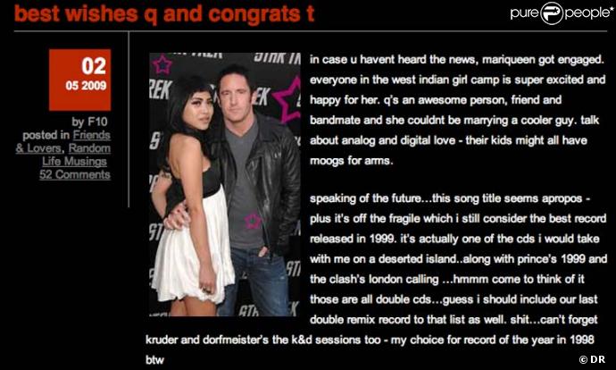 Trent Reznor de Nine Inch Nails et sa fiancée Mariqueen Maanding de West Indian Girl