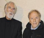 Michael Haneke et Jean-Louis Trintignant, à l'occasion de l'avant-première du  Ruban Blanc , qui s'est tenue à la Cinémathèque Française, à Paris, le 19 octobre 2009 !
