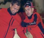 Cristoph Metzelder et Karim Benzema s'éclatent à la Snowzone de Madrid lors d'un événement Audi, le 26 octobre 2009