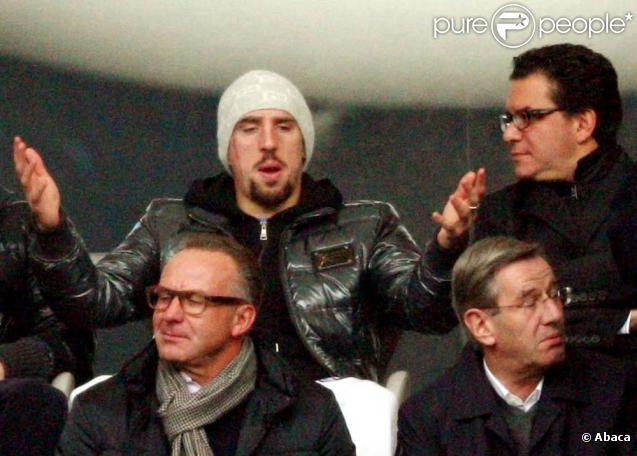 Franck Ribéry dans les gradins du Bayern, le 26 octobre 2009