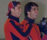 Cristiano Ronaldo et Kaka s'éclatent à la Snowzone de Madrid lors d'un événement Audi, le 26 octobre 2009