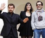 Clovis Cornillac, Vimala Pons et François Favrat à l'occasion de l'ouverture du 18e Festival de cinéma de Sarlat, dans le sud-ouest de la France, le 10 novembre 2009.