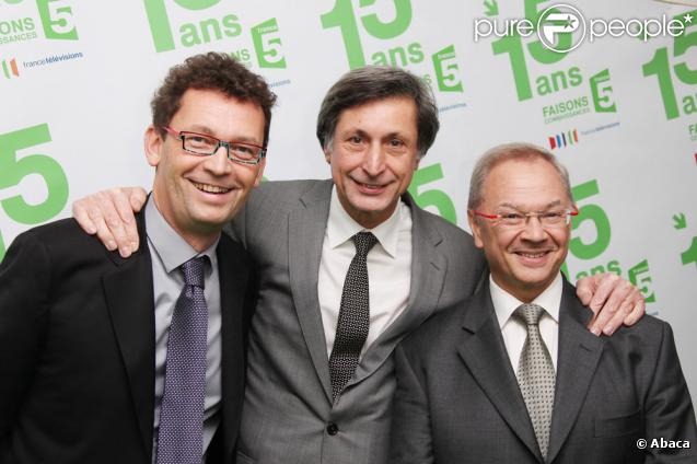 Claude-Yves Robin, Patrick de Carolis et Philippe Vilamitjana fêtent les 15 ans de France 5 (10 novembre 2009)