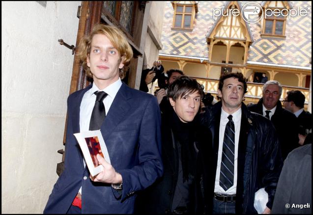 Patrick Bruel, Quentin Mosimann et Andrea Casiraghi lors de la 149e vente des Hospices de Beaune, le 15/11/09