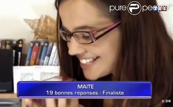 Maïté, candidate dans le groupe des moins de 25 ans, a gagné sa place en finale du  Plus Grand Quiz de France .